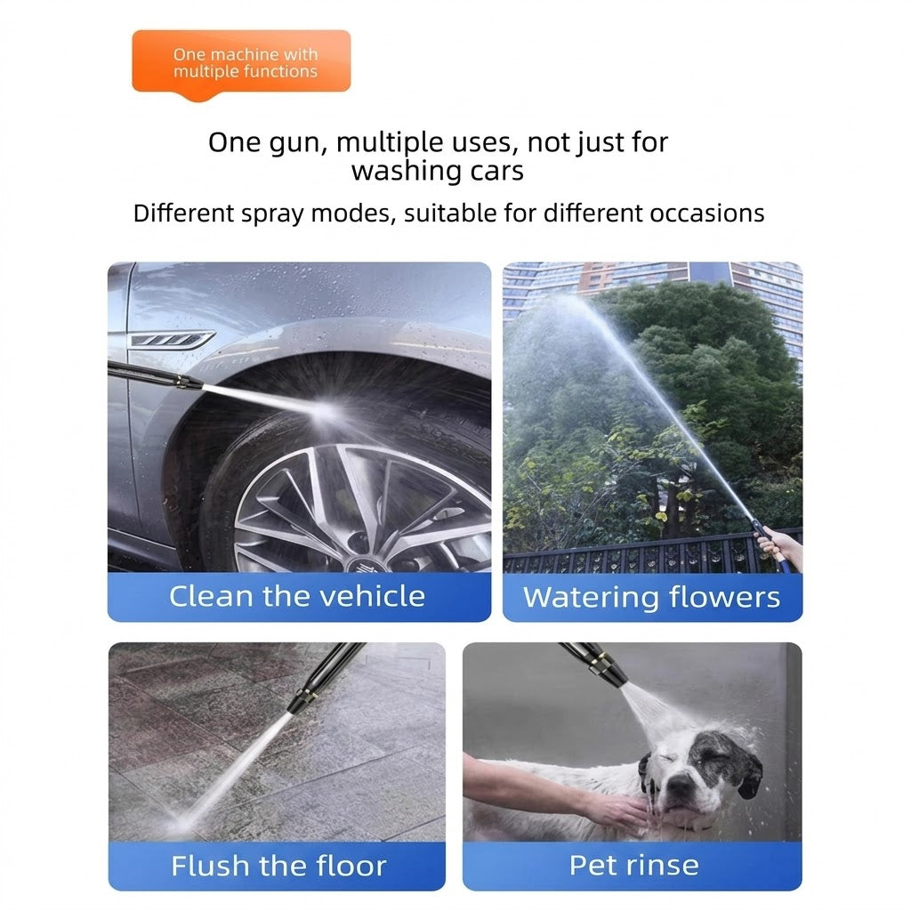 𝐔𝐒 𝐎𝐟𝐟𝐢𝐜𝐢𝐚𝐥 𝐒𝐭𝐨𝐫𝐞|High-Pressure Car Wash Hose Nozzle with Quick Connectors Included – Home Garden Spray Gun for Cars, Patios & Driveways