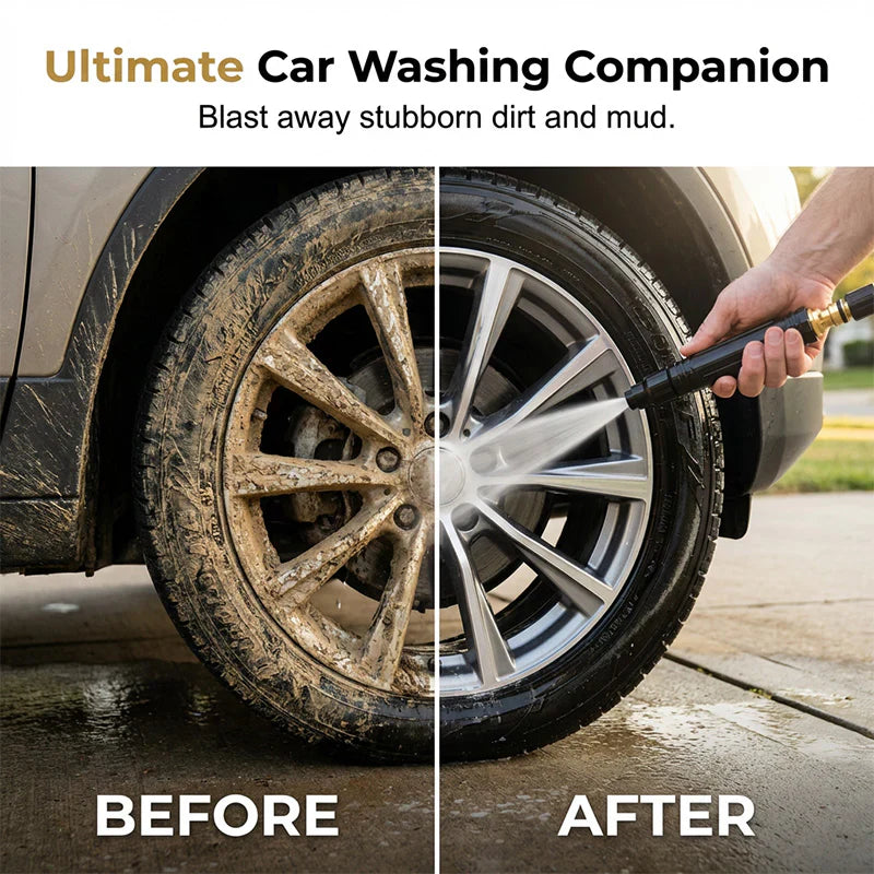 𝐔𝐒 𝐎𝐟𝐟𝐢𝐜𝐢𝐚𝐥 𝐒𝐭𝐨𝐫𝐞|High-Pressure Car Wash Hose Nozzle with Quick Connectors Included – Home Garden Spray Gun for Cars, Patios & Driveways