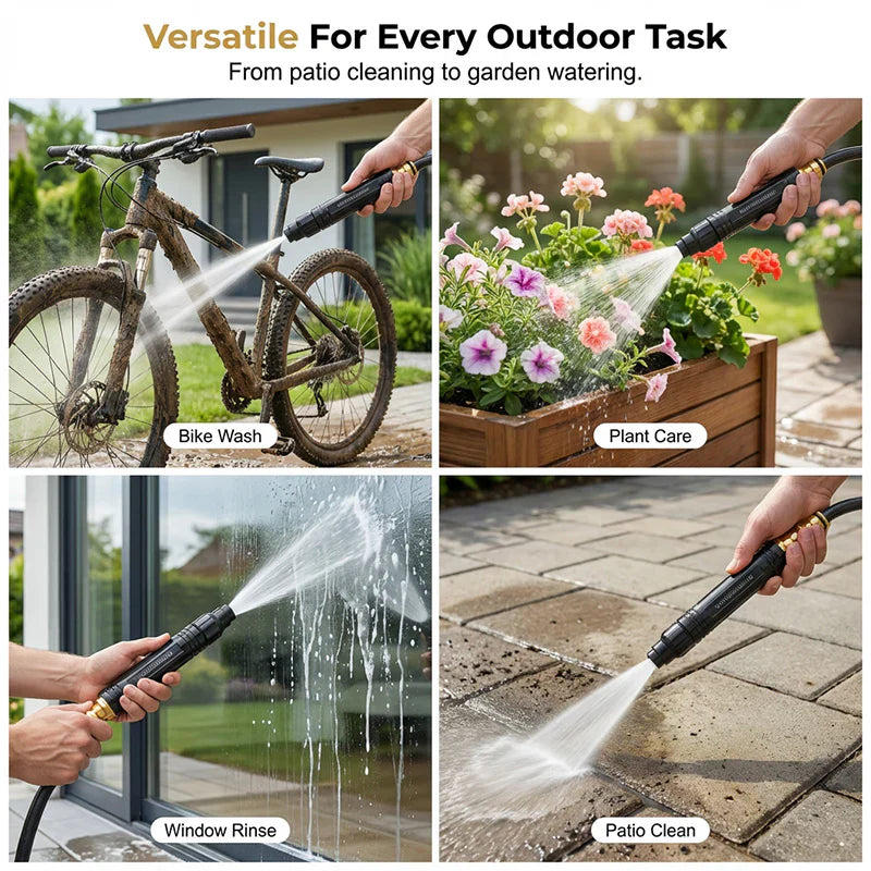 𝐔𝐒 𝐎𝐟𝐟𝐢𝐜𝐢𝐚𝐥 𝐒𝐭𝐨𝐫𝐞|High-Pressure Car Wash Hose Nozzle with Quick Connectors Included – Home Garden Spray Gun for Cars, Patios & Driveways